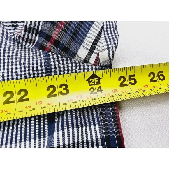 Kirkland Signature Size XL Men's White Burgundy Black Check Long Sleeve Shirt - Picture 2 of 10